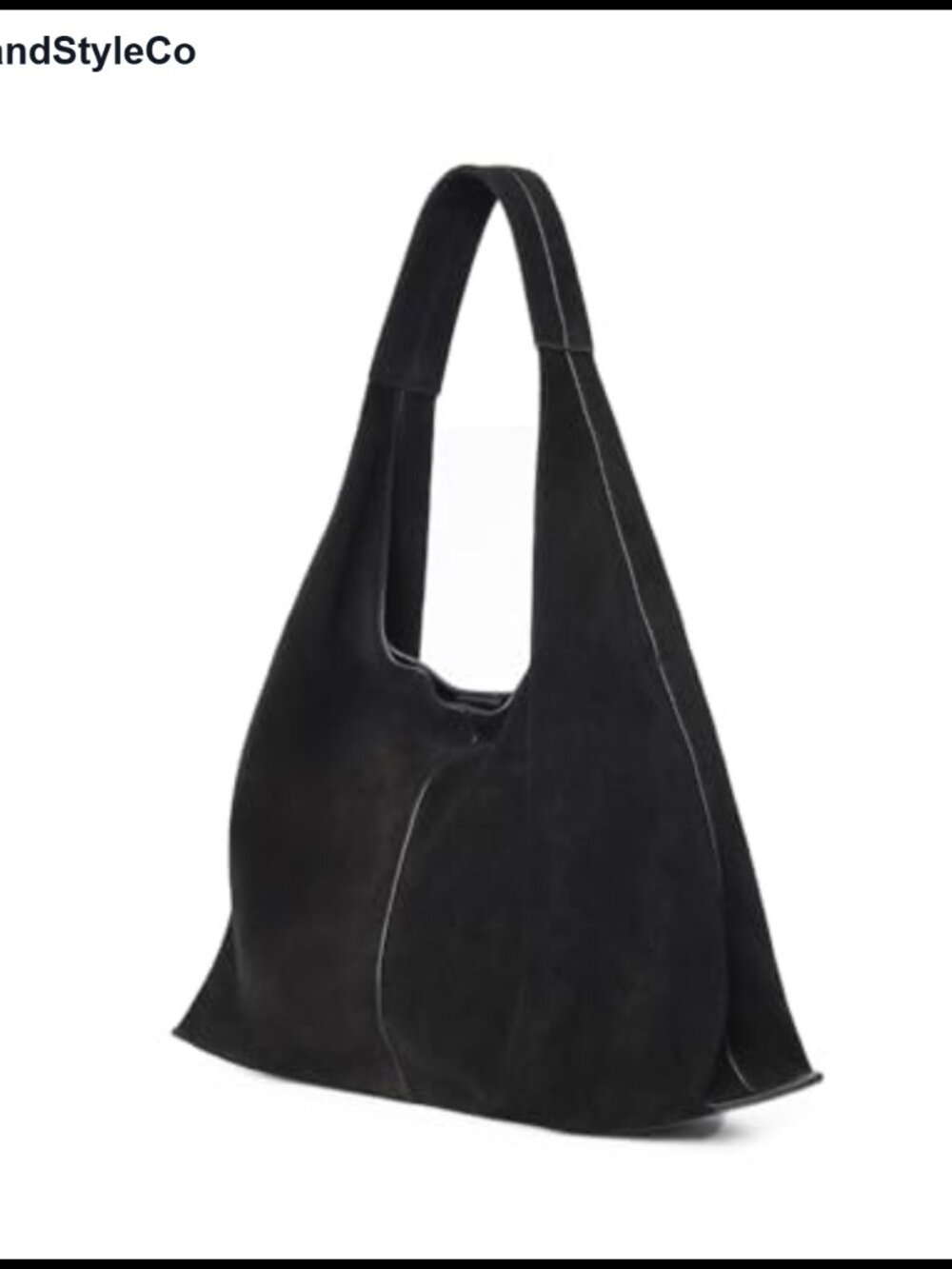 Suede Leather Hobo Bag Oversized Crescent Shoulder Tote Detachable Zip Pouch